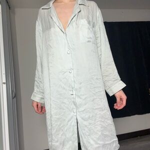 Vintage 100% Silk Oversized Shirt Dress | Minimalist Quiet Luxury